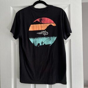 Reel Life Men's Black Fishing T Shirt Medium